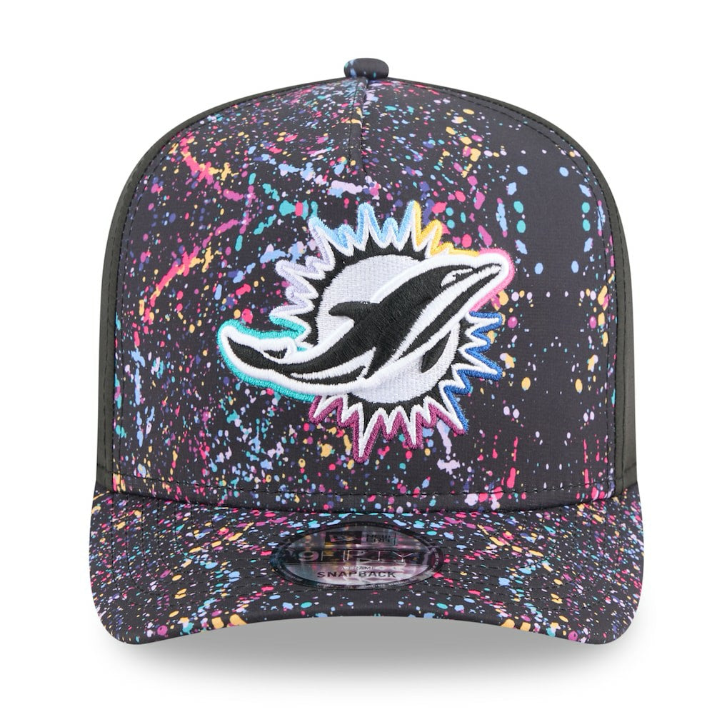 Miami Dolphins New Era 2025 NFL Crucial Catch A-Frame 9FIFTY Snapback Hat Black - NFL