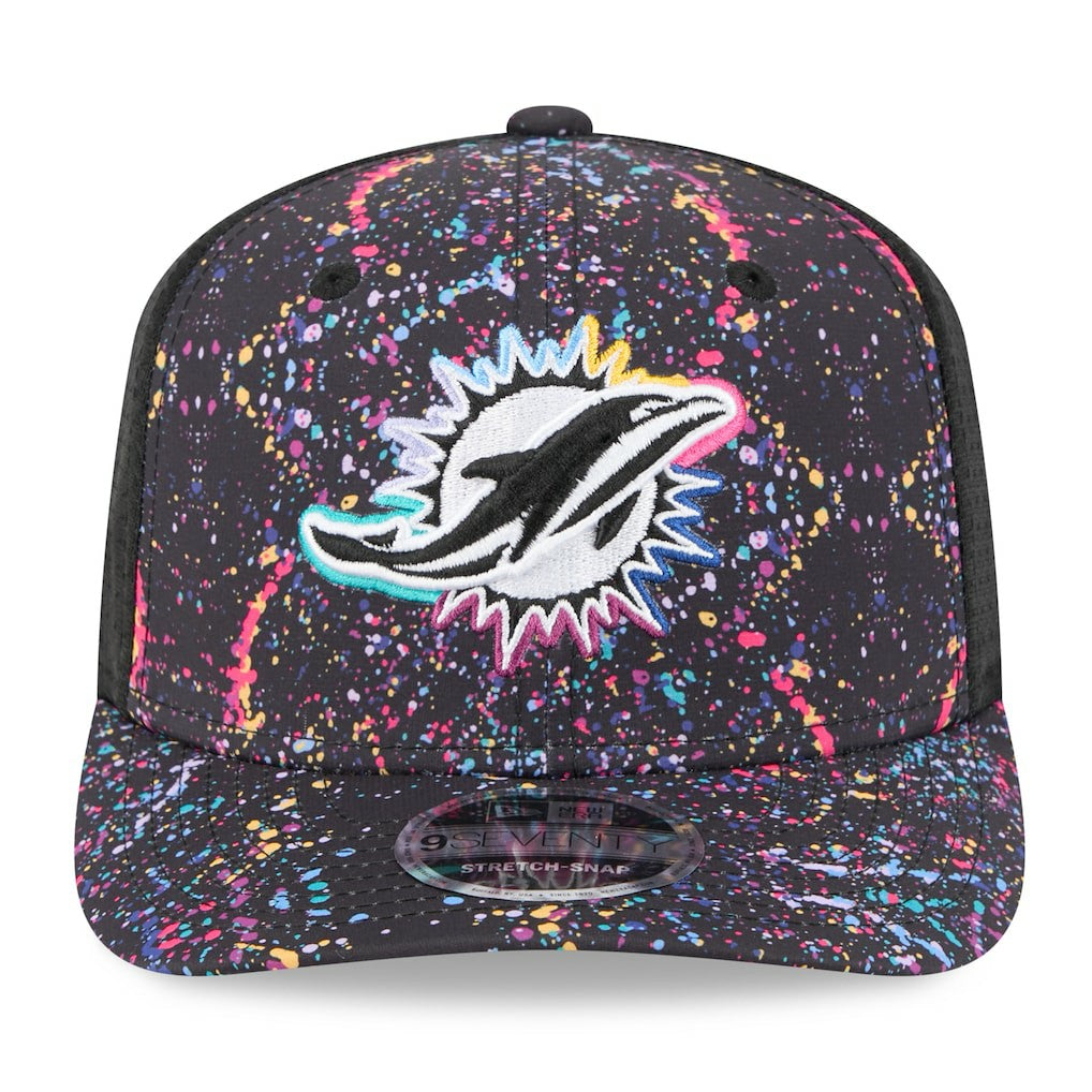 Miami Dolphins New Era 2025 NFL Crucial Catch 9SEVENTY Adjustable Hat Black - NFL