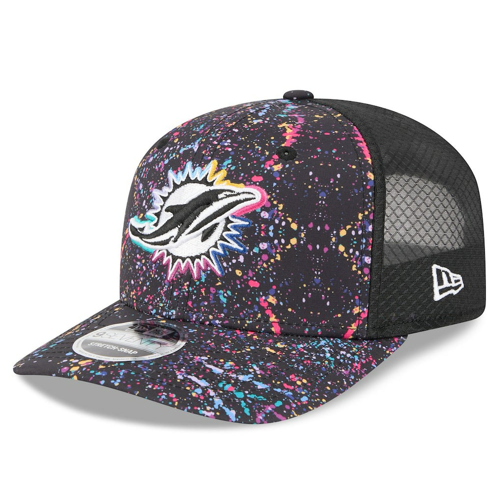 Miami Dolphins New Era 2025 NFL Crucial Catch 9SEVENTY Adjustable Hat Black - NFL