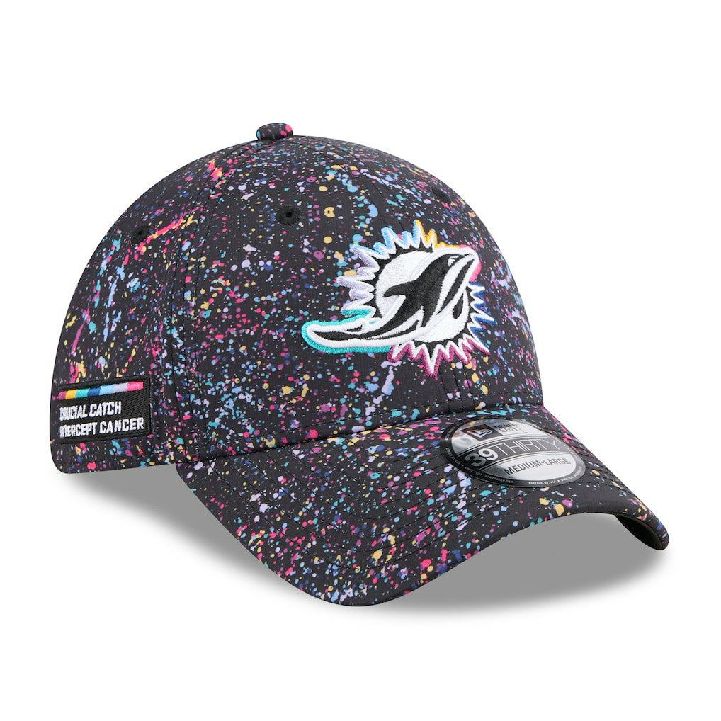 Miami Dolphins New Era 2025 NFL Crucial Catch 39THIRTY Flex Hat Black - NFL