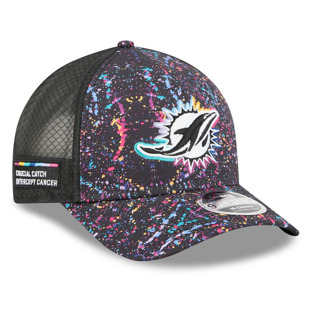 Miami Dolphins New Era 2025 NFL Crucial Catch 9FORTY Adjustable Hat Black - NFL