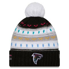 Atlanta Falcons New Era Women's 2025 NFL Crucial Catch Cuffed Knit Hat with Pom Black - NFL