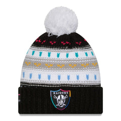 Las Vegas Raiders New Era Women's 2025 NFL Crucial Catch Cuffed Knit Hat with Pom Black - NFL