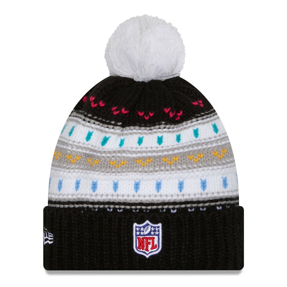 Las Vegas Raiders New Era Women's 2025 NFL Crucial Catch Cuffed Knit Hat with Pom Black - NFL