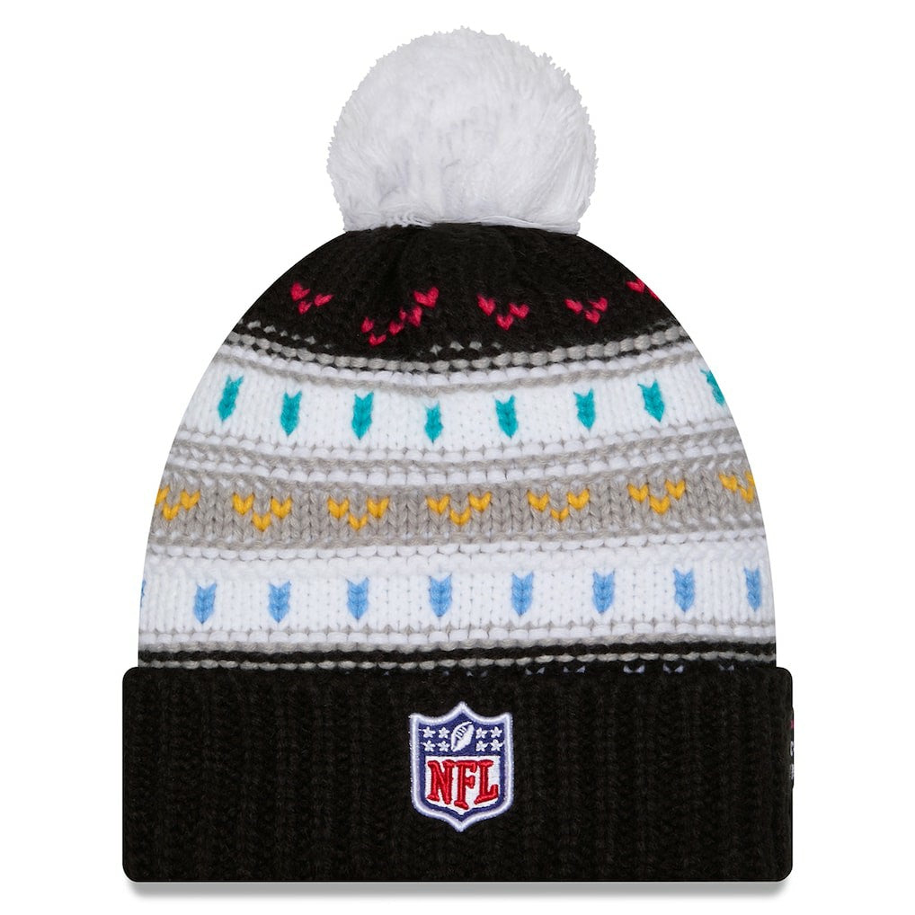 Los Angeles Chargers New Era Women's 2025 NFL Crucial Catch Cuffed Knit Hat with Pom Black - NFL
