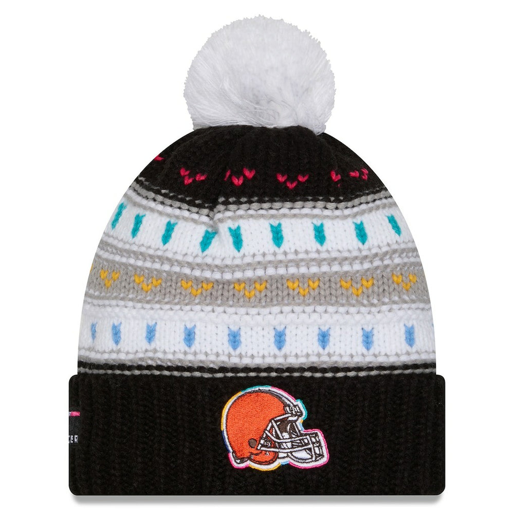 Cleveland Browns New Era Women's 2025 NFL Crucial Catch Cuffed Knit Hat with Pom Black - NFL