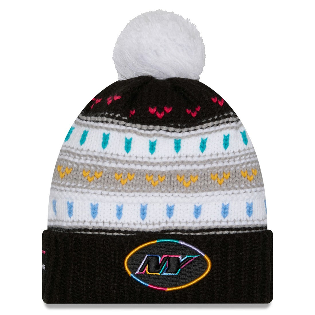 New York Jets New Era Women's 2025 NFL Crucial Catch Cuffed Knit Hat with Pom Black - NFL