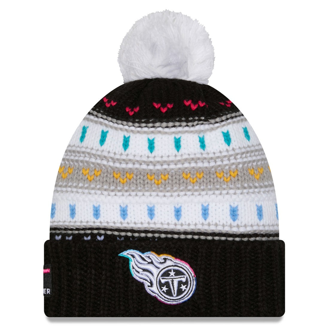 Tennessee Titans New Era Women's 2025 NFL Crucial Catch Cuffed Knit Hat with Pom Black - NFL