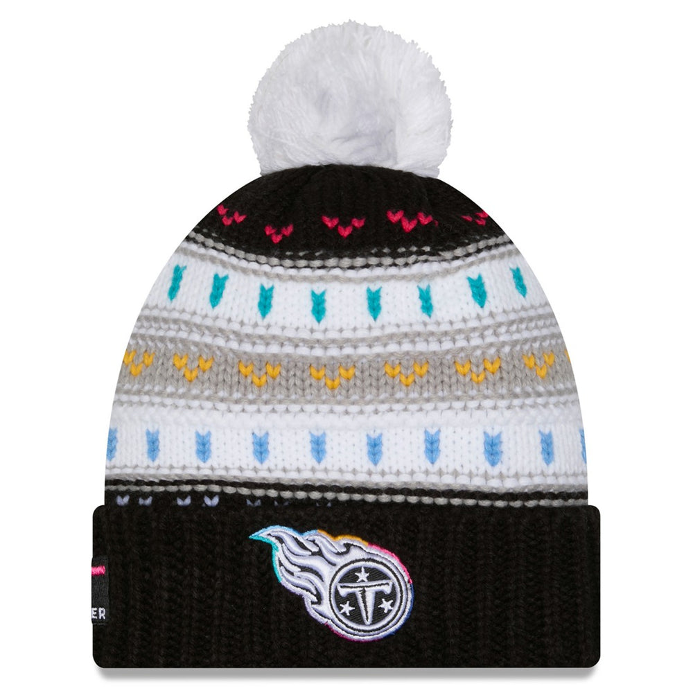 Tennessee Titans New Era Women's 2025 NFL Crucial Catch Cuffed Knit Hat with Pom Black - NFL