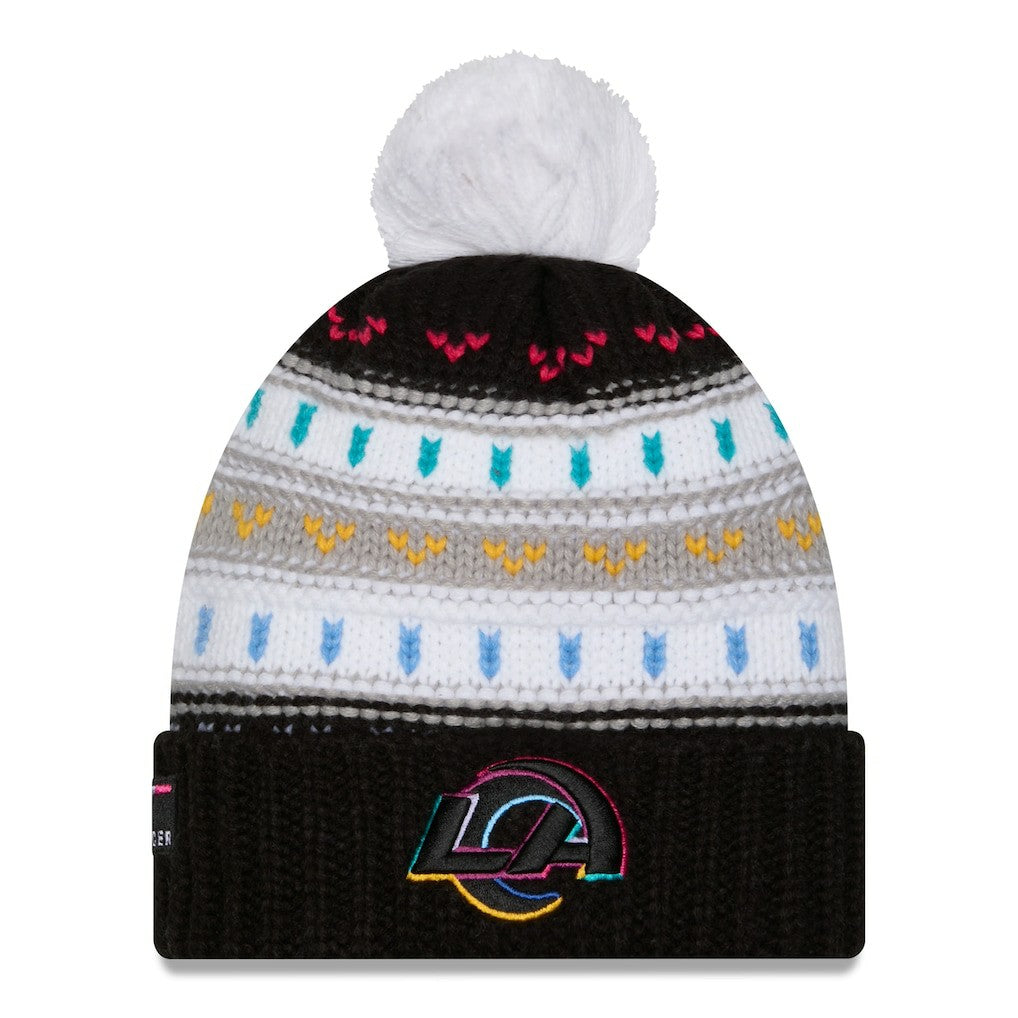 Los Angeles Rams New Era Women's 2025 NFL Crucial Catch Cuffed Knit Hat with Pom Black - NFL