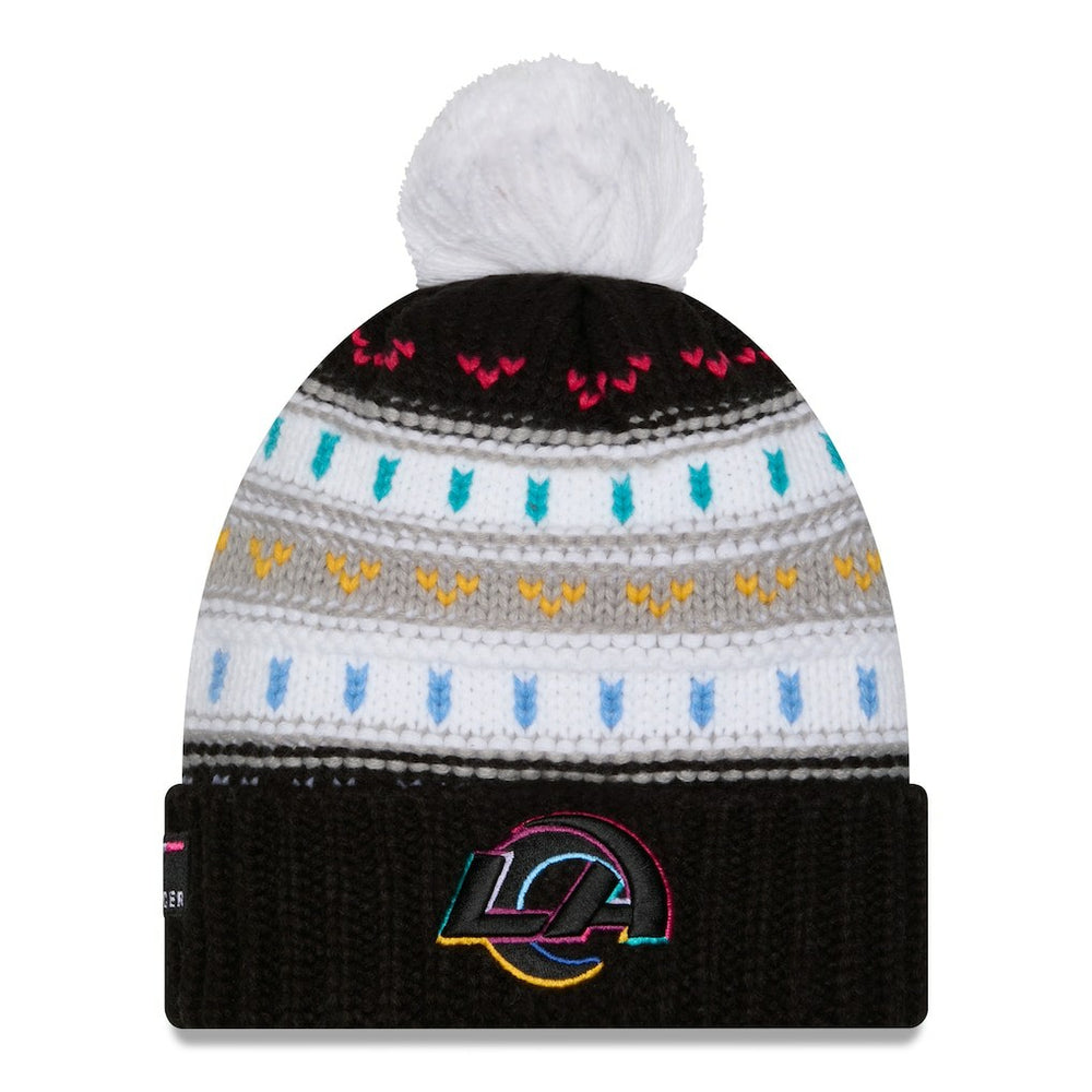 Los Angeles Rams New Era Women's 2025 NFL Crucial Catch Cuffed Knit Hat with Pom Black - NFL