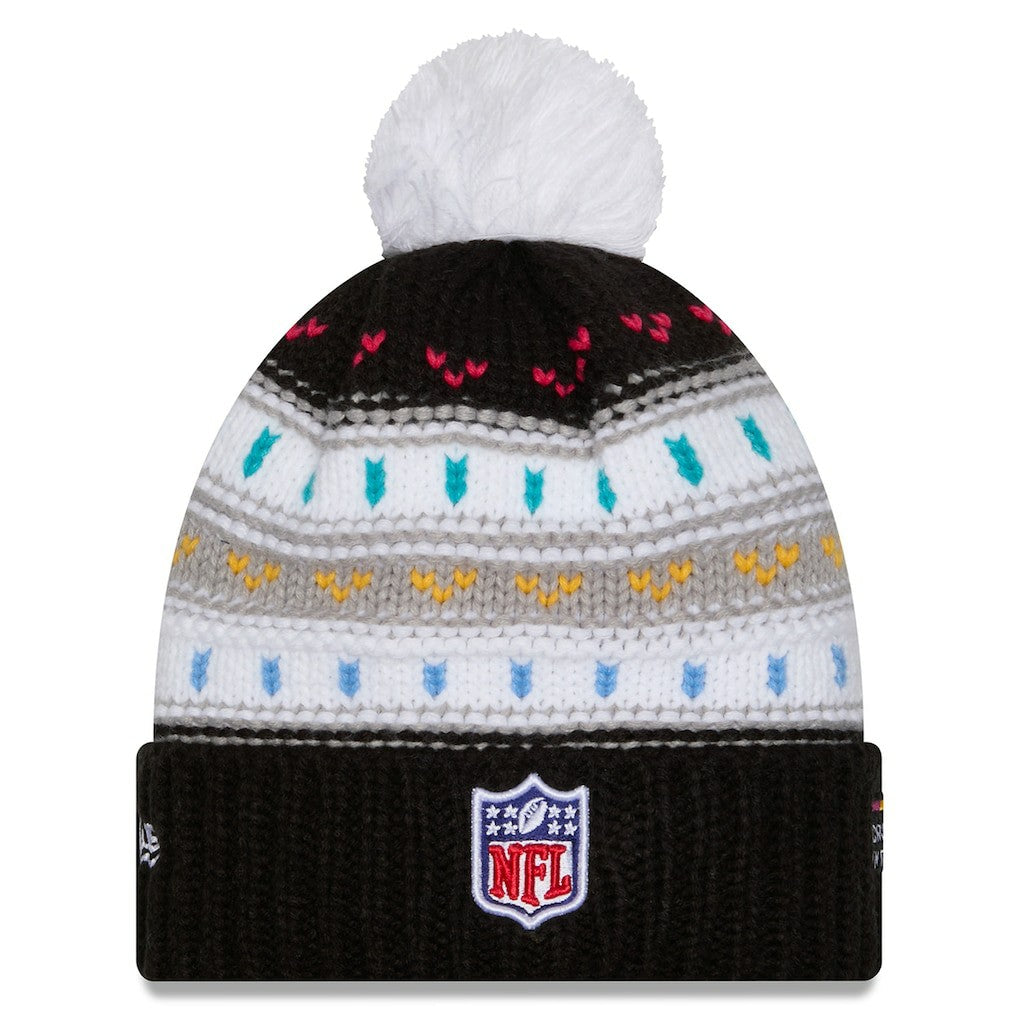 Miami Dolphins New Era Women's 2025 NFL Crucial Catch Cuffed Knit Hat with Pom Black - NFL