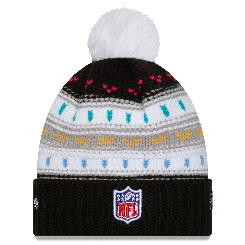 Miami Dolphins New Era Women's 2025 NFL Crucial Catch Cuffed Knit Hat with Pom Black - NFL
