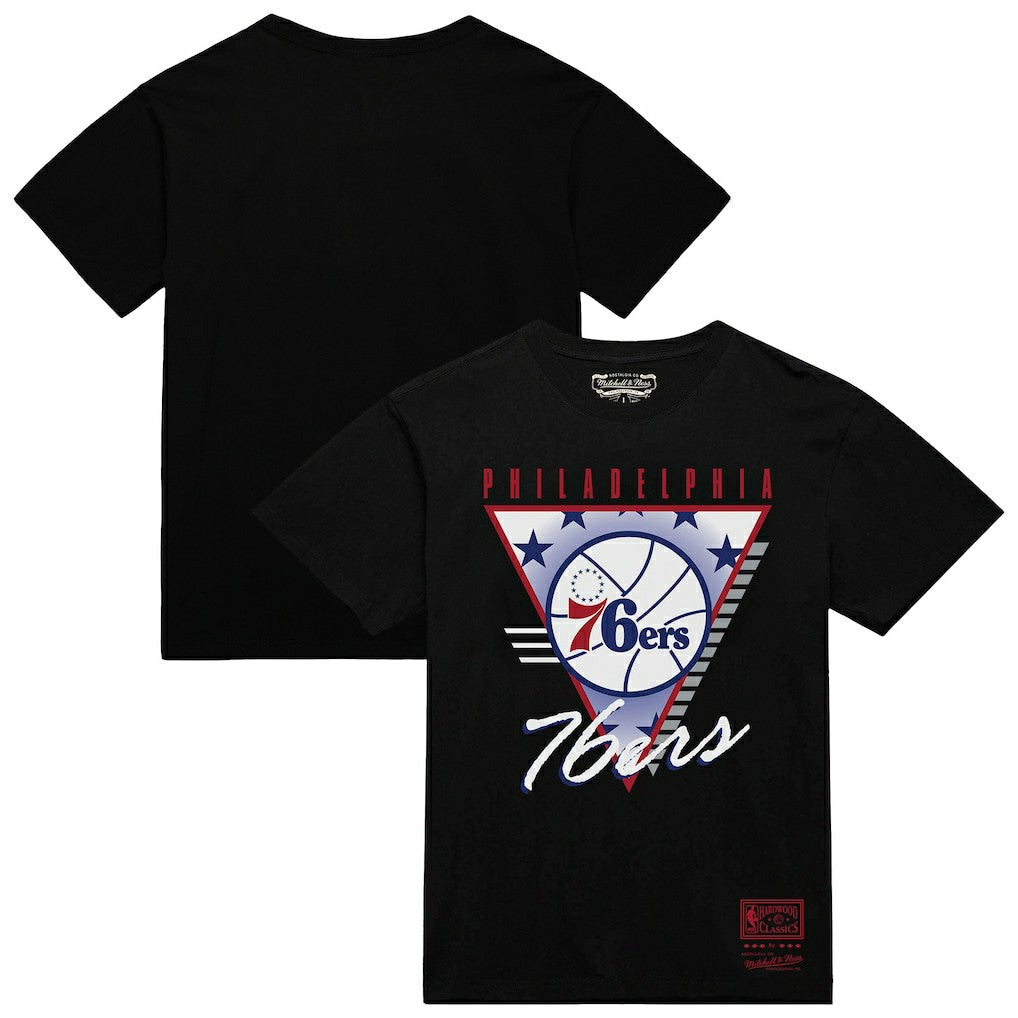 Mitchell & Ness - Philadelphia 76ers Worldwide Collection Tri-Logo T-Shirt - Black