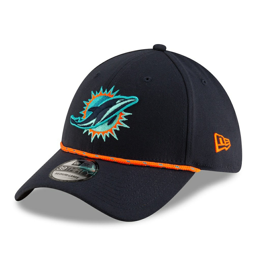 Miami Dolphins New Era 2025 Rivalries Collection Sideline 39THIRTY Flex Hat Pitch Blue - NFL