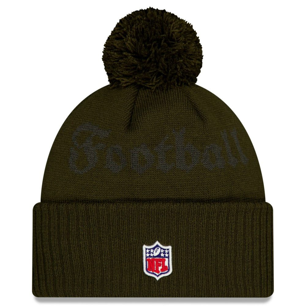 New York Jets New Era 2025 Rivalries Collection Sideline Cuffed Knit Hat with Pom Gotham Green - NFL