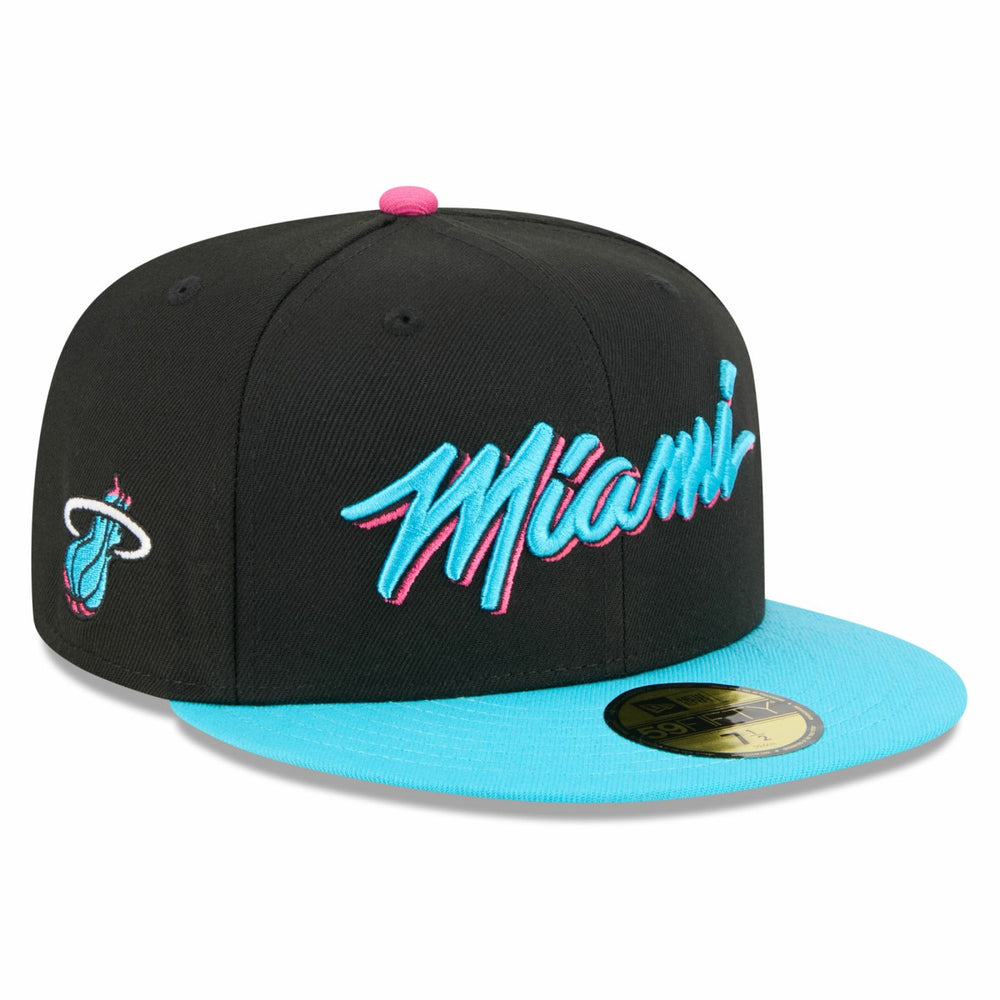 New Era - Miami Heat 2025/26 City Edition 59FIFTY Fitted Hat - Black/Turquoise