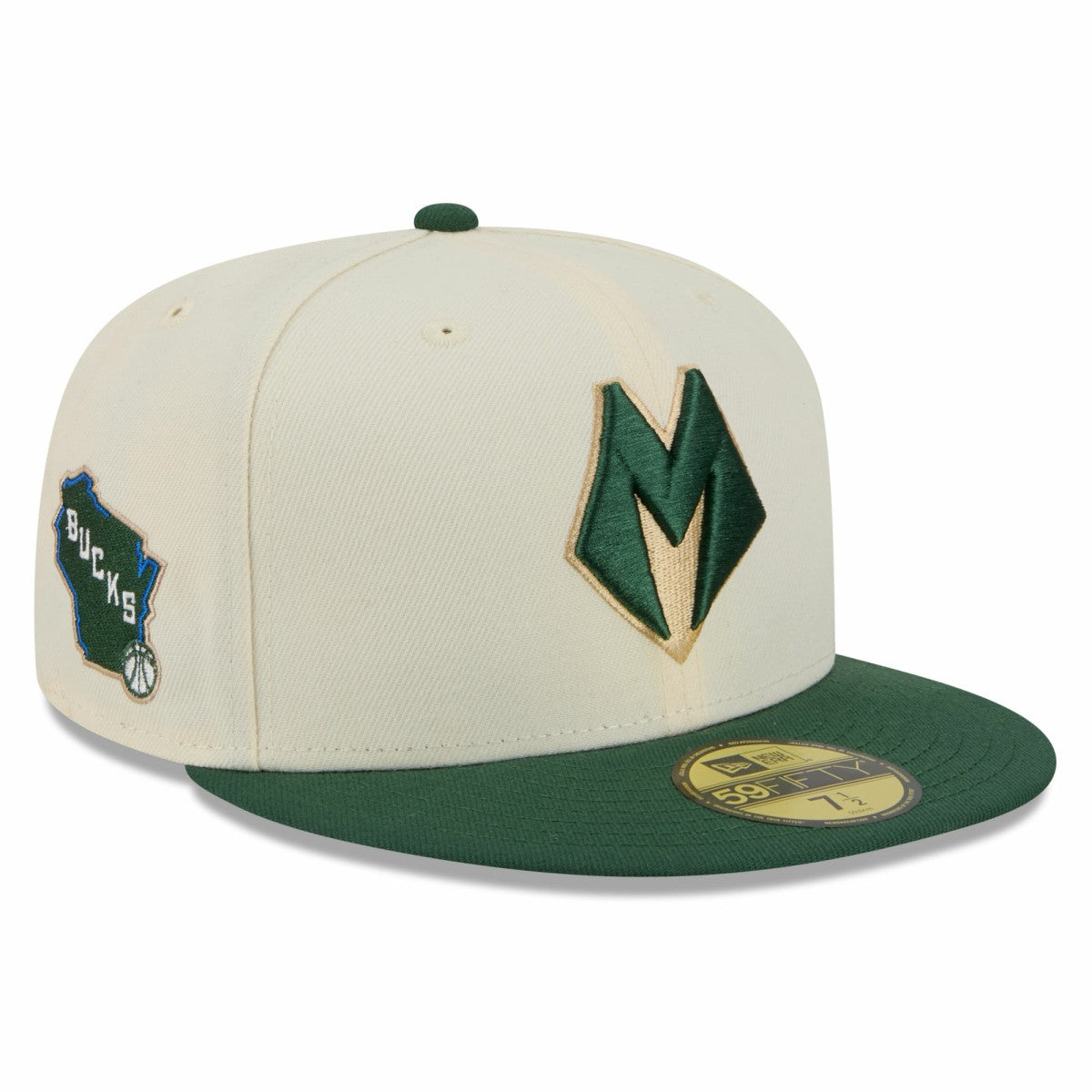 New Era - Milwaukee Bucks 2025/26 City Edition 59FIFTY Fitted Hat - Cream/Hunter Green