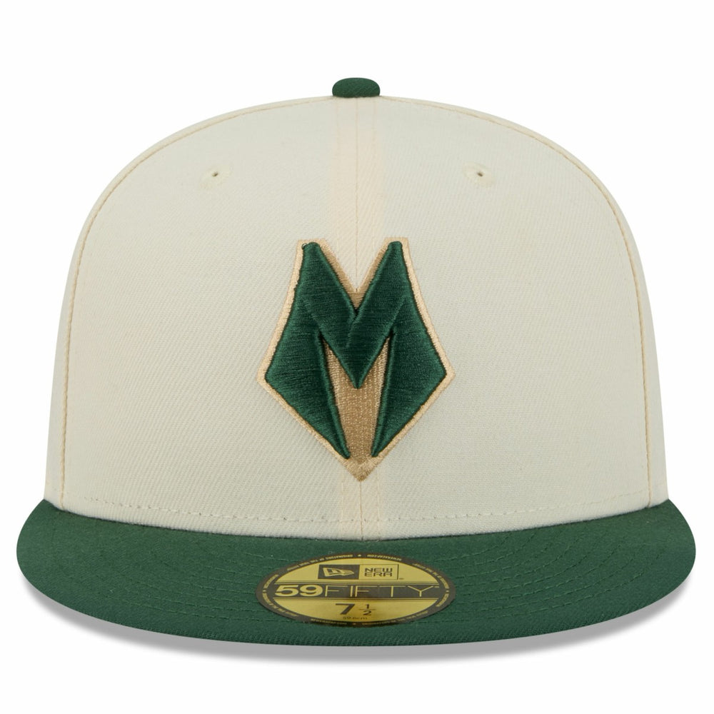 New Era - Milwaukee Bucks 2025/26 City Edition 59FIFTY Fitted Hat - Cream/Hunter Green