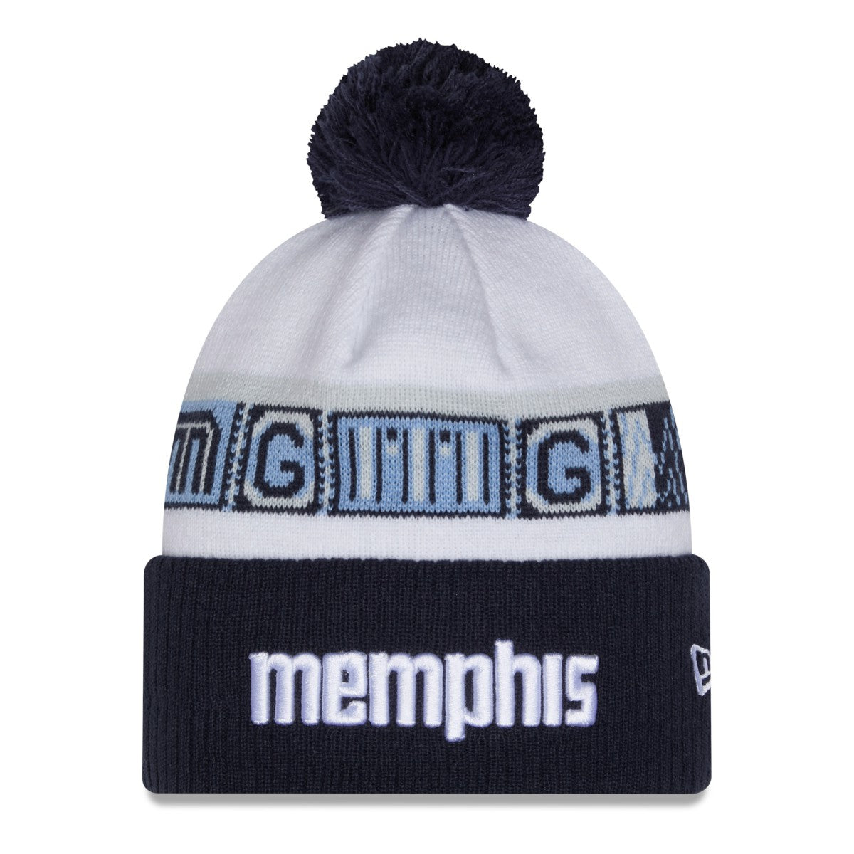 New Era - Memphis Grizzlies 2025/26 City Edition Cuffed Knit Hat with Pom - Navy/White