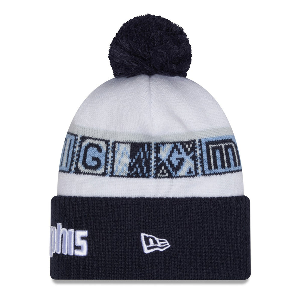 New Era - Memphis Grizzlies 2025/26 City Edition Cuffed Knit Hat with Pom - Navy/White