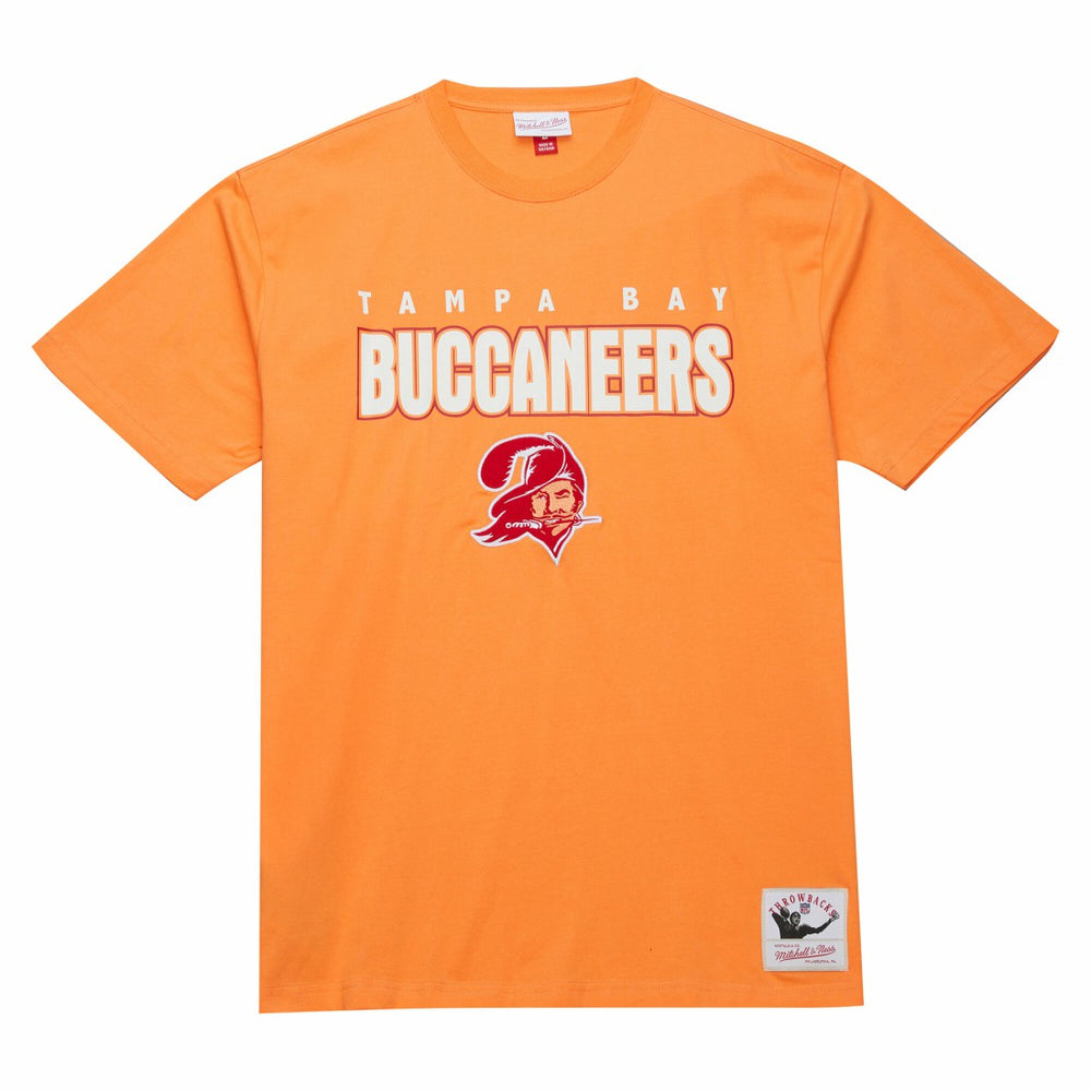 Tampa Bay Buccaneers Throw It Back Premium Vintage Logo T-Shirt Orange - Mitchell & Ness