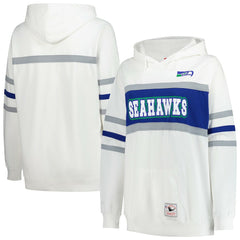 Seattle Seahawks Women's Plus Size Head Coach Throwback Pullover Hoodie White - Mitchell & Ness