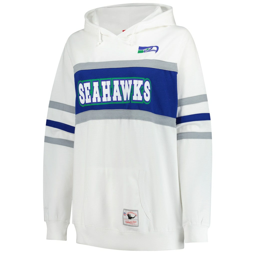 Seattle Seahawks Women's Plus Size Head Coach Throwback Pullover Hoodie White - Mitchell & Ness