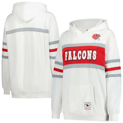 Atlanta Falcons Women's Plus Size Head Coach Throwback Pullover Hoodie White - Mitchell & Ness
