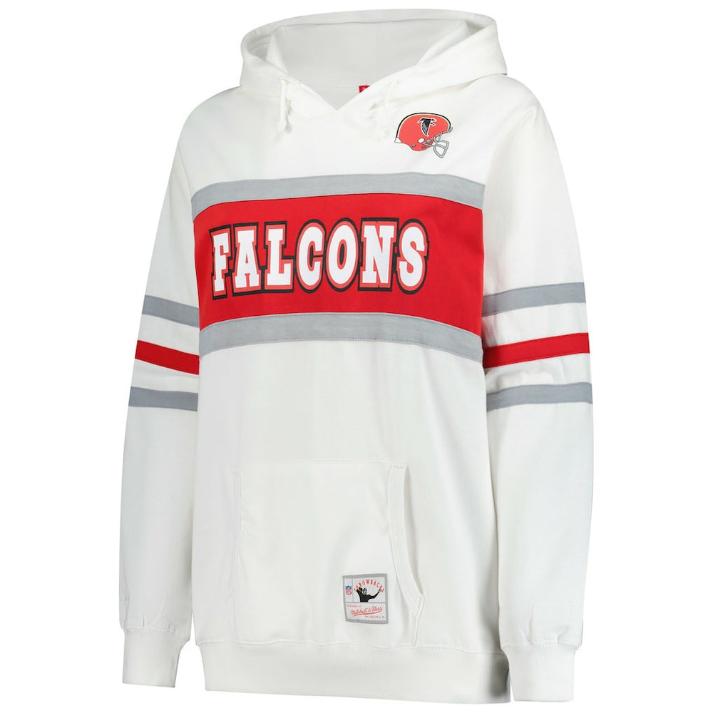 Atlanta Falcons Women's Plus Size Head Coach Throwback Pullover Hoodie White - Mitchell & Ness