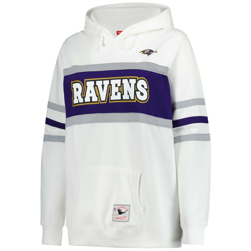 Baltimore Ravens Women's Plus Size Head Coach Throwback Pullover Hoodie White - Mitchell & Ness