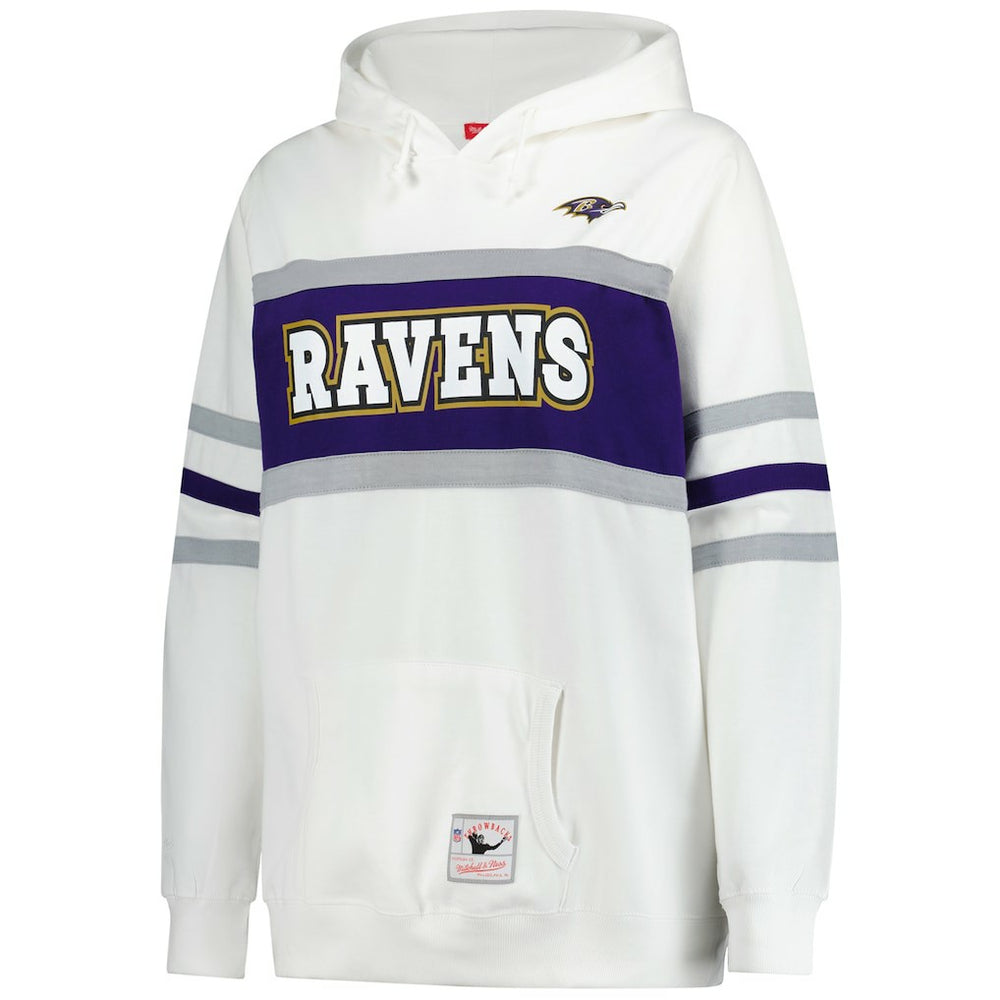 Baltimore Ravens Women's Plus Size Head Coach Throwback Pullover Hoodie White - Mitchell & Ness
