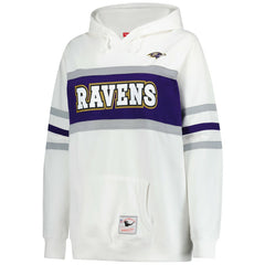 Baltimore Ravens Women's Plus Size Head Coach Throwback Pullover Hoodie White - Mitchell & Ness
