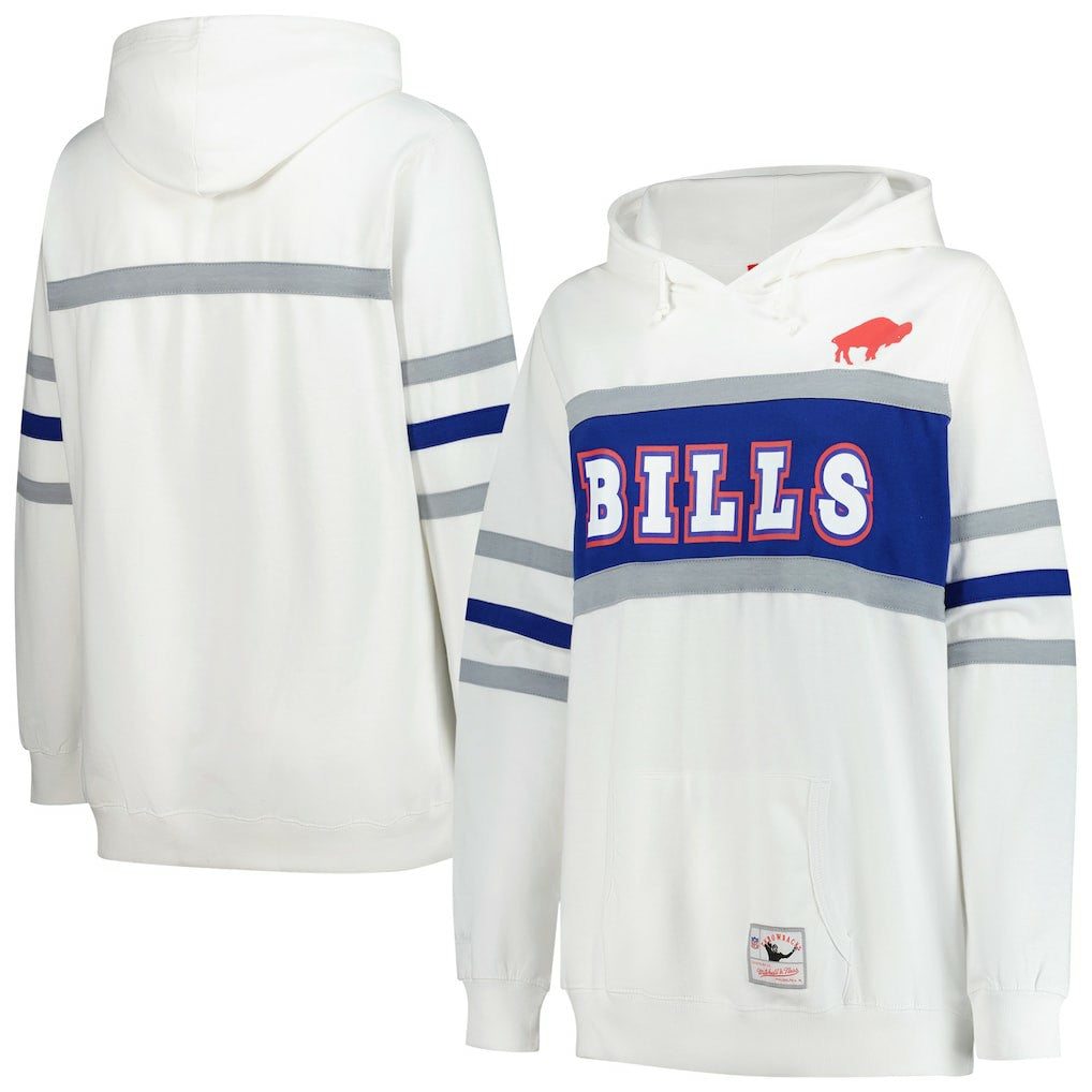 Buffalo Bills Women's Plus Size Head Coach Throwback Pullover Hoodie White - Mitchell & Ness