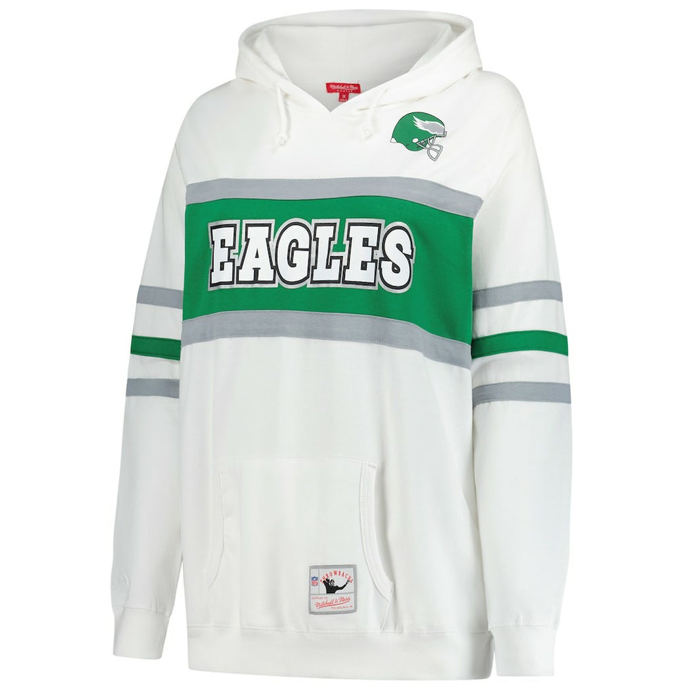 Philadelphia Eagles Women's Plus Size Head Coach Throwback Pullover Hoodie White - Mitchell & Ness
