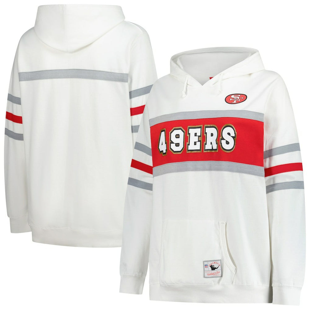 San Francisco 49ers Women's Plus Size Head Coach Throwback Pullover Hoodie White - Mitchell & Ness