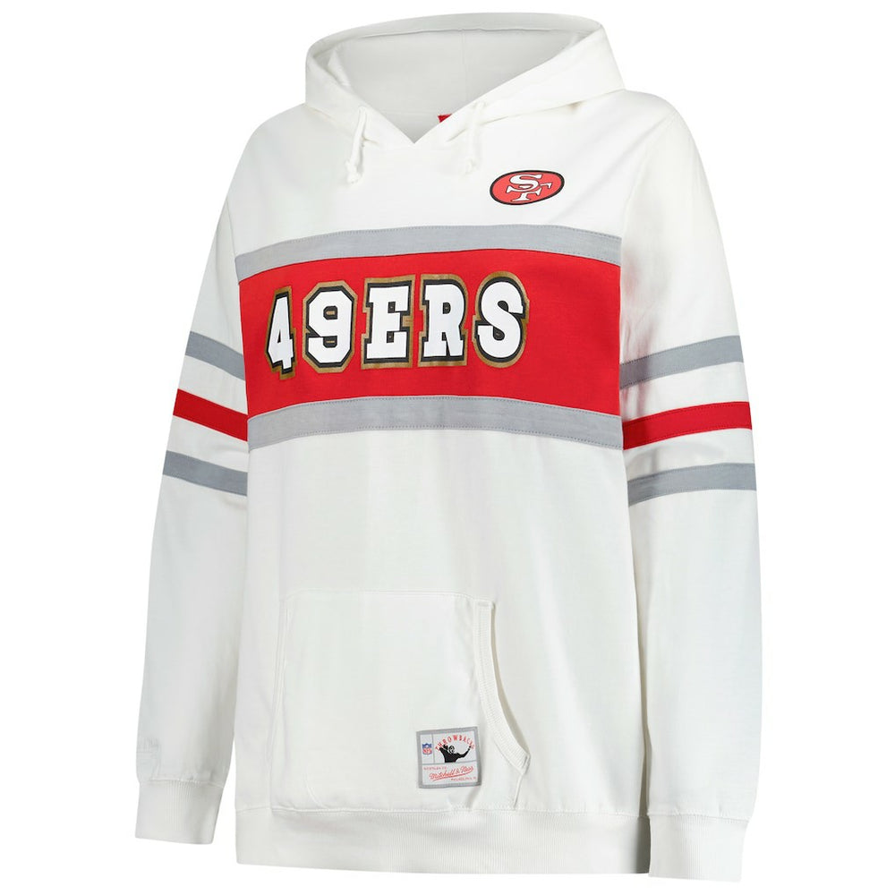 San Francisco 49ers Women's Plus Size Head Coach Throwback Pullover Hoodie White - Mitchell & Ness