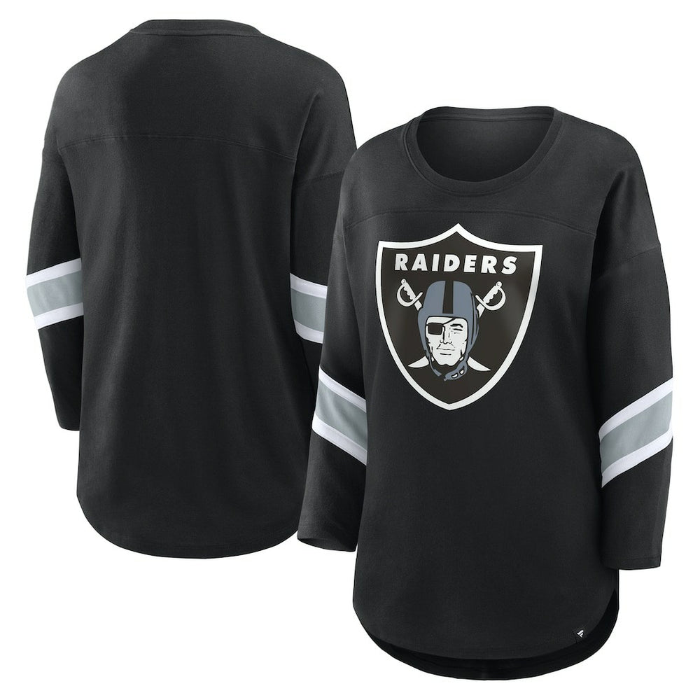 Las Vegas Raiders Women's Plus Size Redzone 3/4-Sleeve Scoop Neck T-Shirt Black - Fanatics