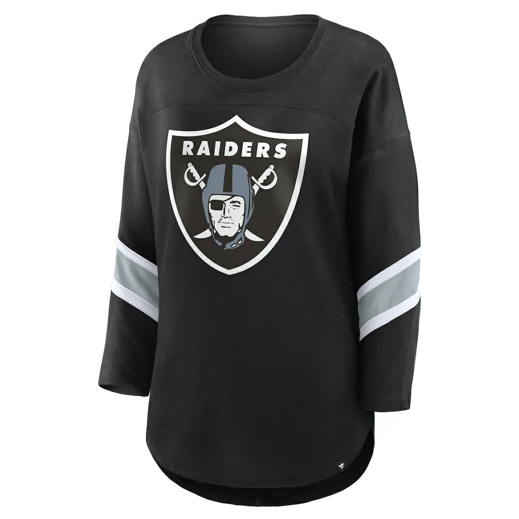Las Vegas Raiders Women's Plus Size Redzone 3/4-Sleeve Scoop Neck T-Shirt Black - Fanatics