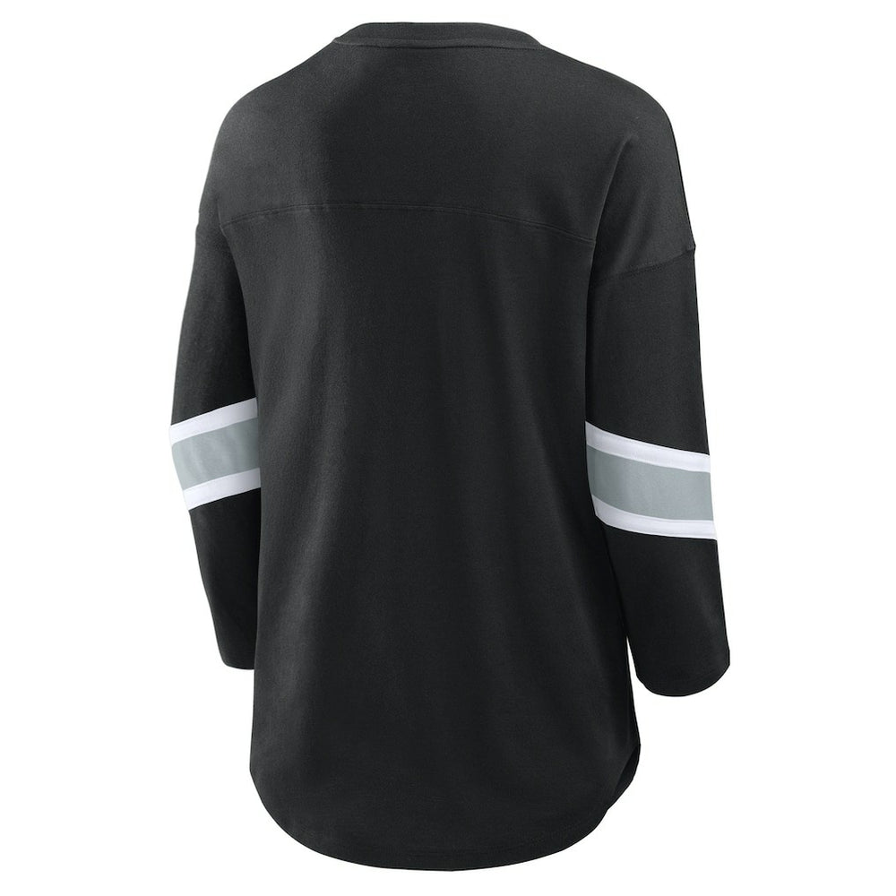 Las Vegas Raiders Women's Plus Size Redzone 3/4-Sleeve Scoop Neck T-Shirt Black - Fanatics