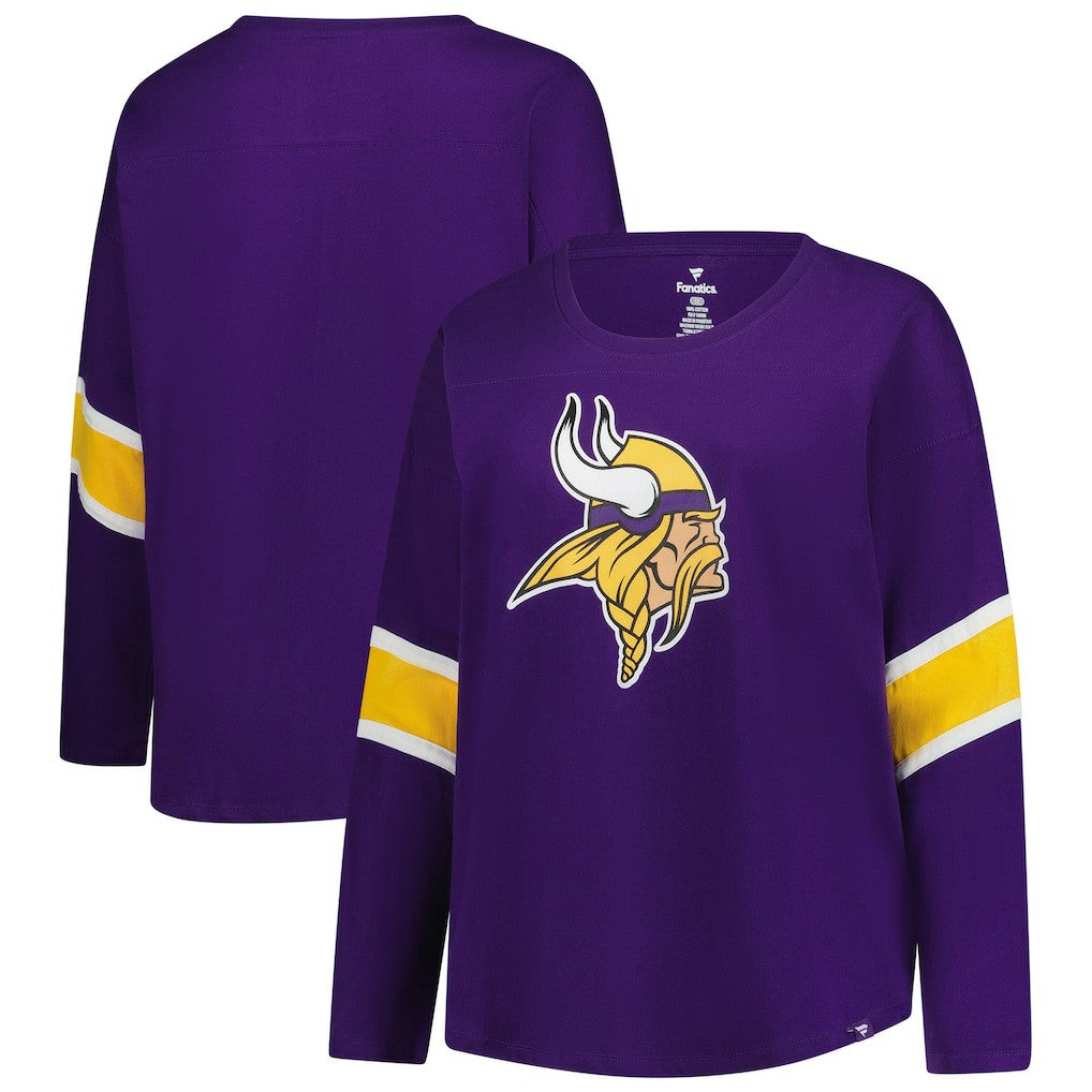 Minnesota Vikings Women's Plus Size Redzone 3/4-Sleeve Scoop Neck T-Shirt Purple - Fanatics