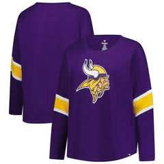 Minnesota Vikings Women's Plus Size Redzone 3/4-Sleeve Scoop Neck T-Shirt Purple - Fanatics