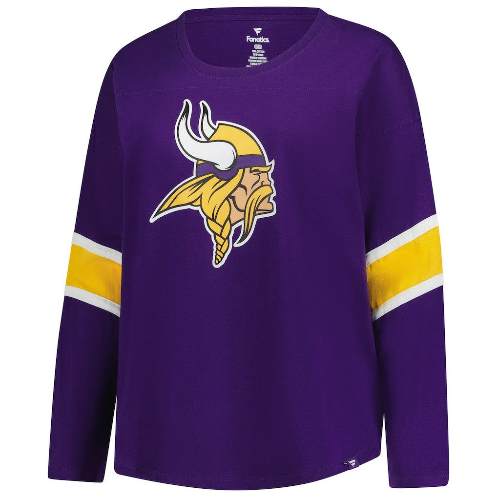 Minnesota Vikings Women's Plus Size Redzone 3/4-Sleeve Scoop Neck T-Shirt Purple - Fanatics