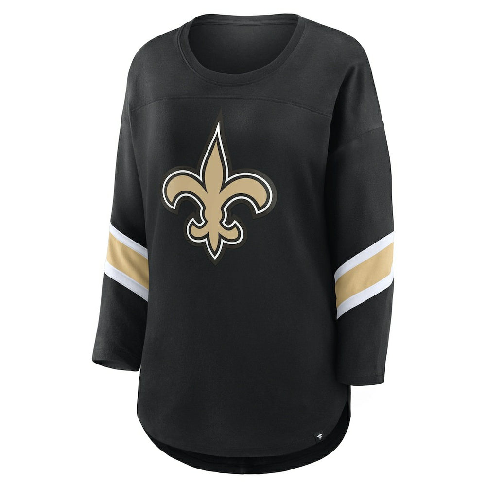 New Orleans Saints Women's Plus Size Redzone 3/4-Sleeve Scoop Neck T-Shirt Black - Fanatics