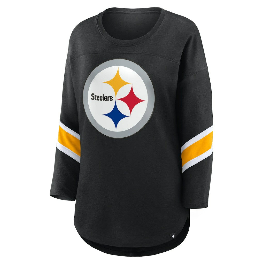 Pittsburgh Steelers Women's Plus Size Redzone 3/4-Sleeve Scoop Neck T-Shirt Black - Fanatics