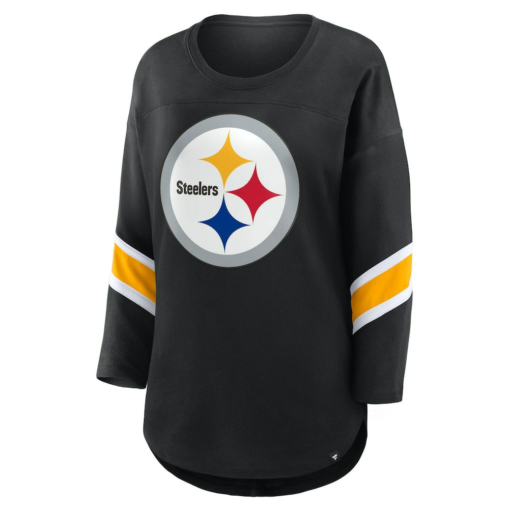 Pittsburgh Steelers Women's Plus Size Redzone 3/4-Sleeve Scoop Neck T-Shirt Black - Fanatics