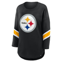 Pittsburgh Steelers Women's Plus Size Redzone 3/4-Sleeve Scoop Neck T-Shirt Black - Fanatics