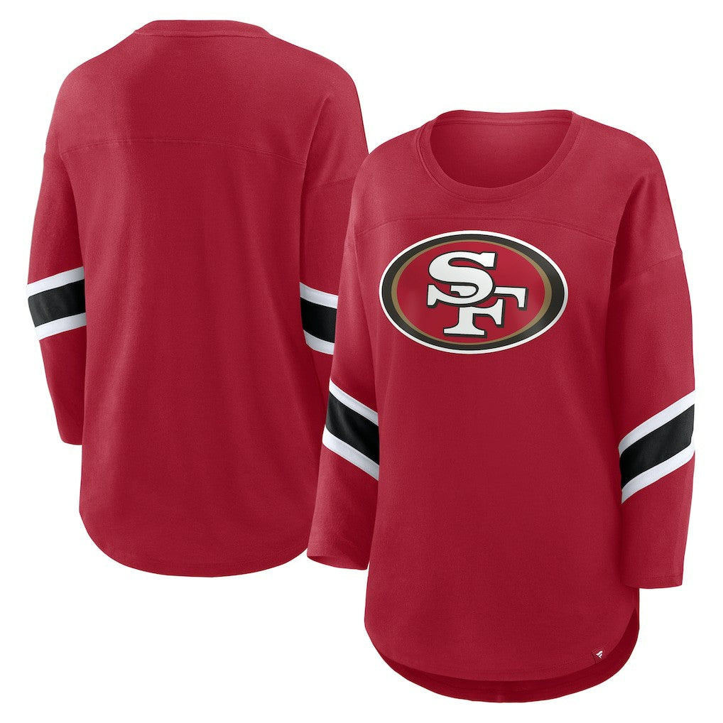 San Francisco 49ers Women's Plus Size Redzone 3/4-Sleeve Scoop Neck T-Shirt Scarlet - Fanatics