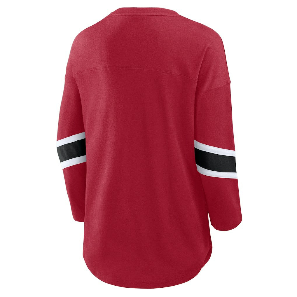 San Francisco 49ers Women's Plus Size Redzone 3/4-Sleeve Scoop Neck T-Shirt Scarlet - Fanatics