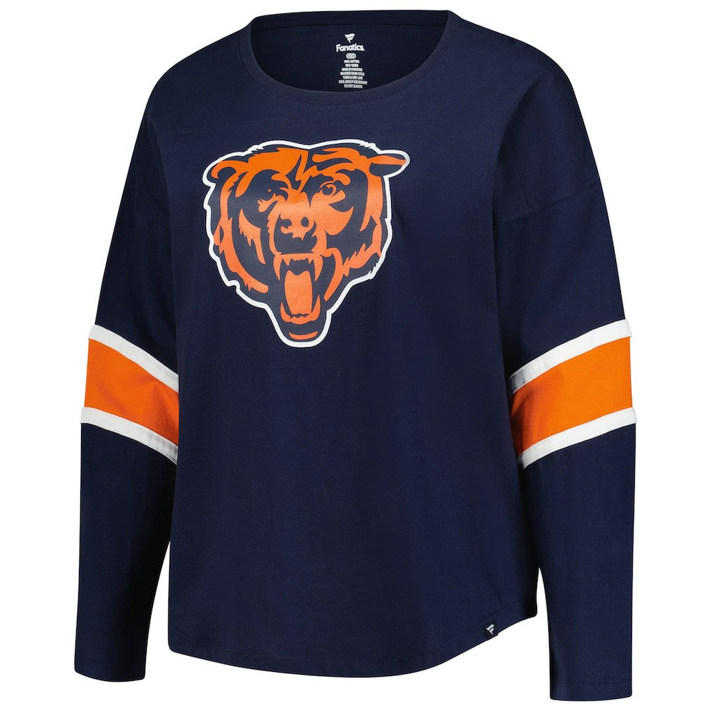 Chicago Bears Women's Plus Size Redzone 3/4-Sleeve Scoop Neck T-Shirt Navy - Fanatics